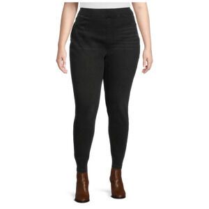 Terra & Sky Women's Plus Size 3X (24W-26W) Pull On Jegging Jeans Black